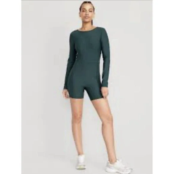NWT Old Navy Power soft Bodysuit Open Back Long Sleeve Size M Tall - Picture 3 of 11